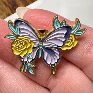 Butterfly and Rose Brooch
